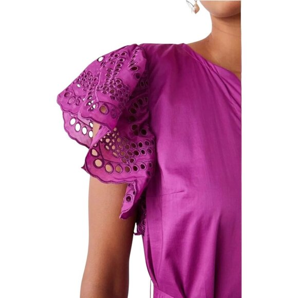 RAILS Gia Eyelet Dress in Berry 100% Cotton Boho Midi Dress Small Purple - Picture 2 of 11